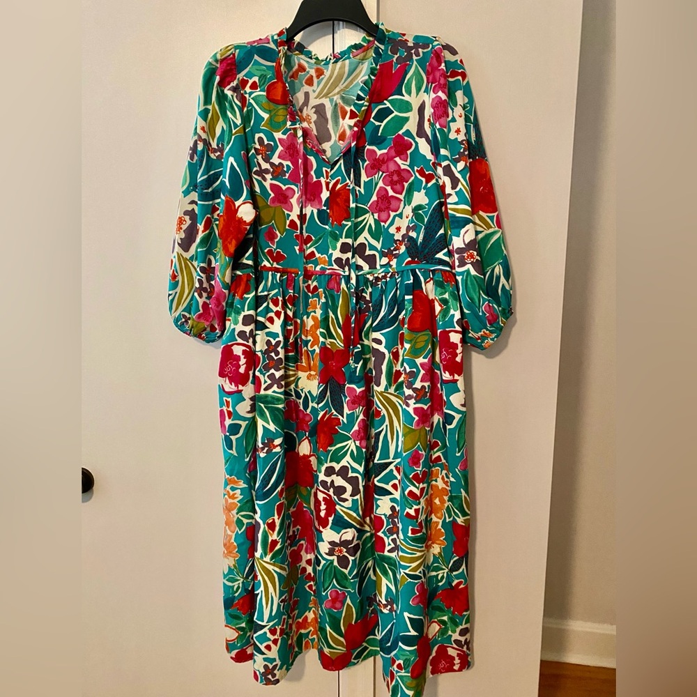 Umgee Floral Midi Dress with Pockets